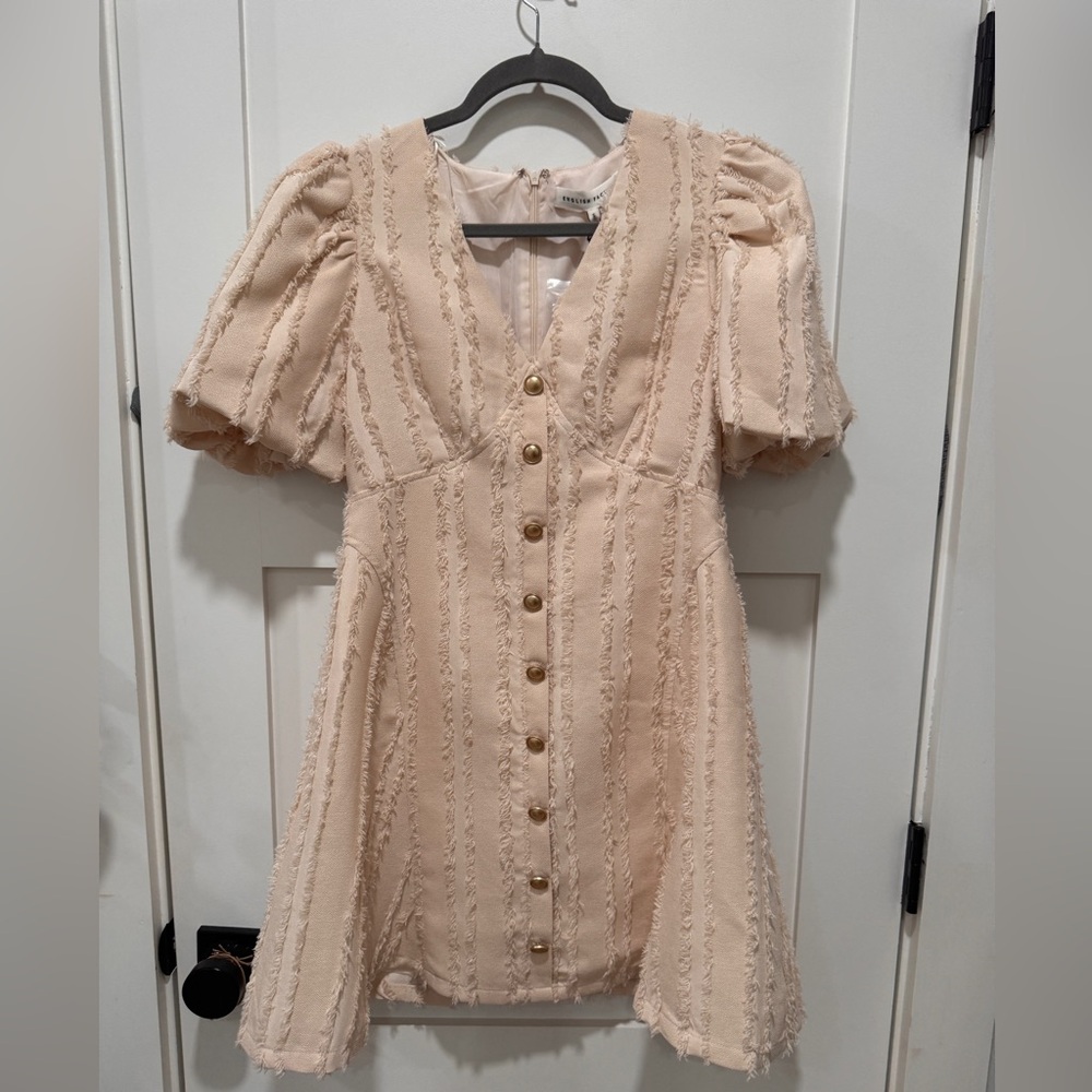 English Factory Cream Textured Mini Dress